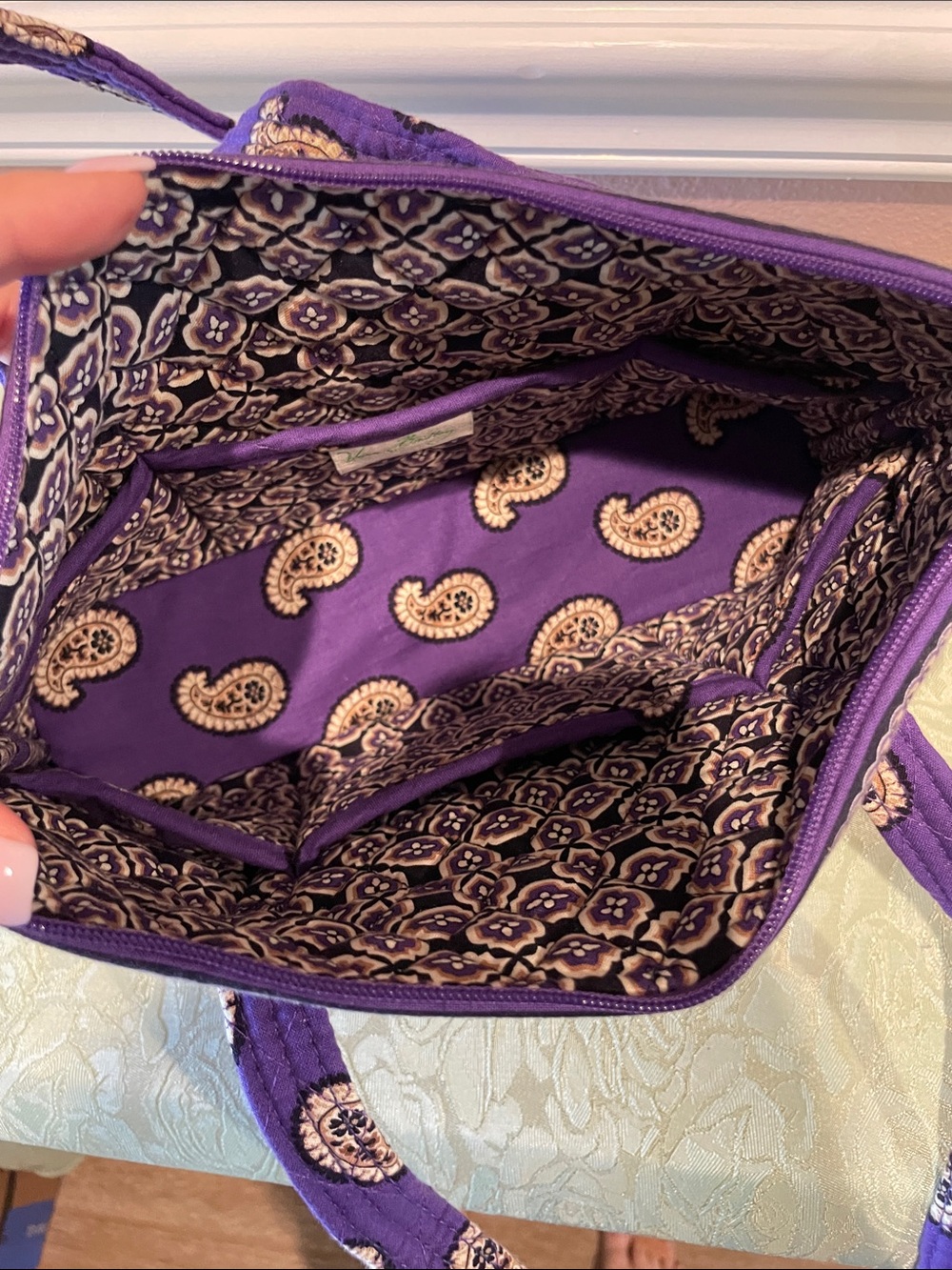 Vera Bradley Quilted Purple Paisley Shoulder Tote - Picture 5 of 5